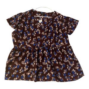 Lane Bryant Plus Size 18 Top blouse Floral‎ Short Sleeve